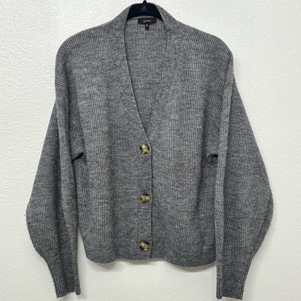 Quince Grey Cardigan Size XL
